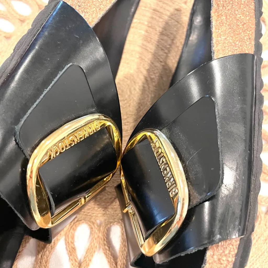 Birkenstock Madrid Big Buckle High Shine Sandals Black High Shine Size 41 - Image 7