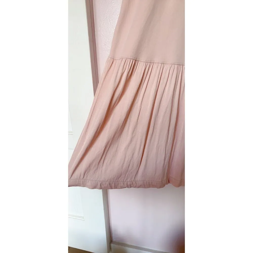 Uniqlo Blush Pink Shift Dress Size Small Bottom pleats Sweatshirt Style Layering - Image 6