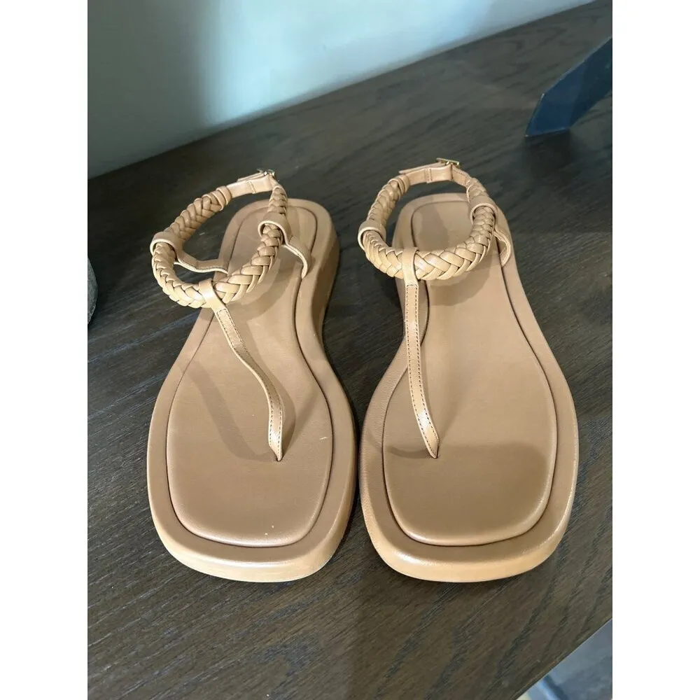 GIA BORGHINI x RHW Flat Thong Sandal Hazelnut Brown Womens Size 37 - Image 4