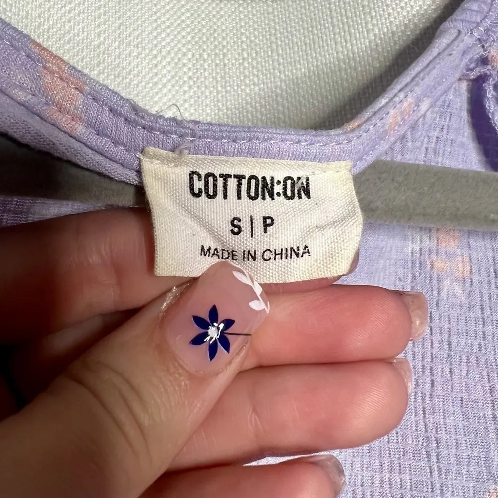 Cotton On Purple Floral Crop Top Small - Image 3