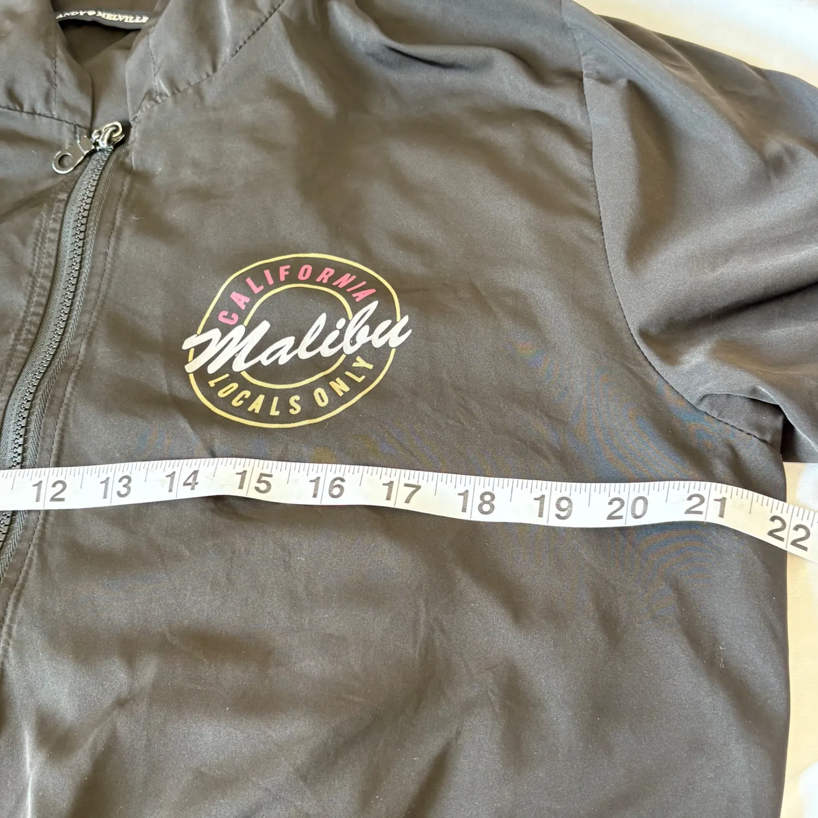 Brandy Melville Malibu California Lightweight Zip‎ Up Hooded Jacket Fits Med/Lg - Image 9