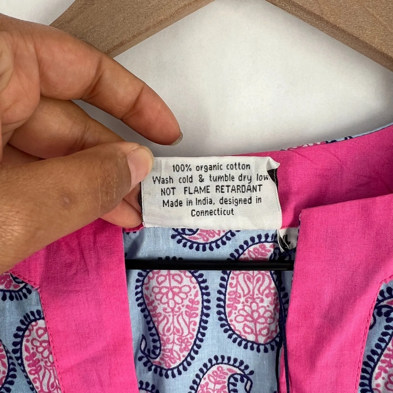 Malabar Bay Tunic Dress Womens XL Blue Cotton Paisley Resort Vacation Crew Neck Pink - Image 9