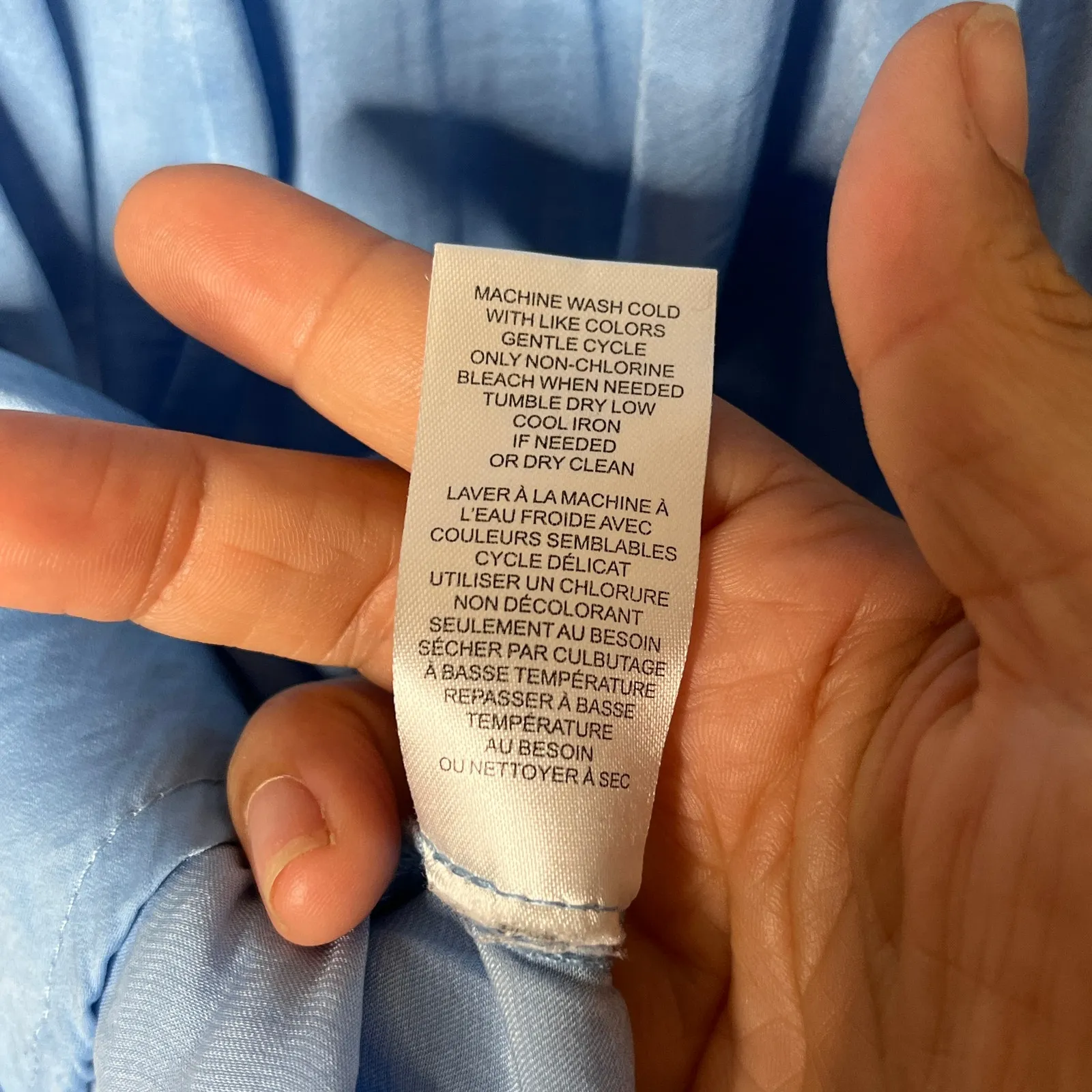 T TahariWomen's Satin Blue Pleated Tie V-Neck Long Sleeve Career Blouse Small - Image 5