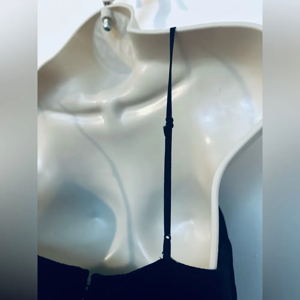 J. CREW Size 4P Black Soft Velvet Spaghetti Strap Wide Leg Elegant Jumpsuit - Image 9