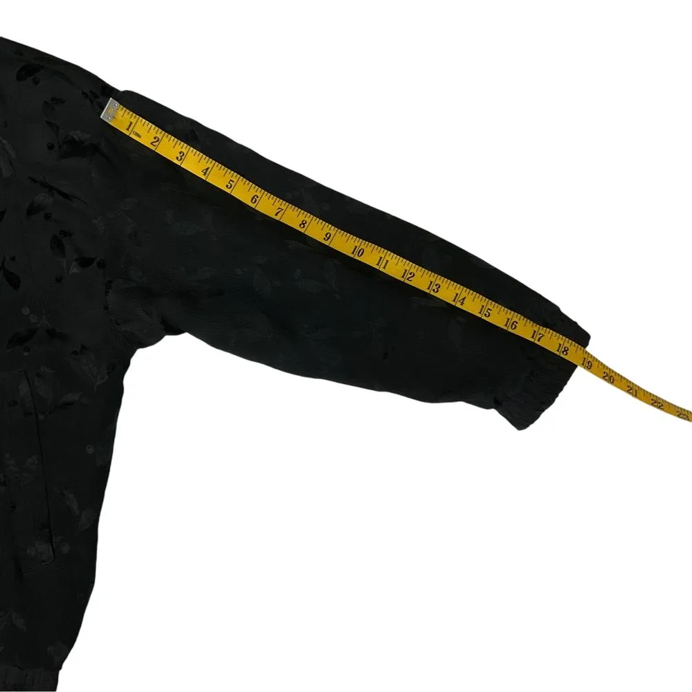 Vintage Fuda International‎ Full Zip Bomber Jacket Sz S Black Gray Leaf Pattern - Image 10