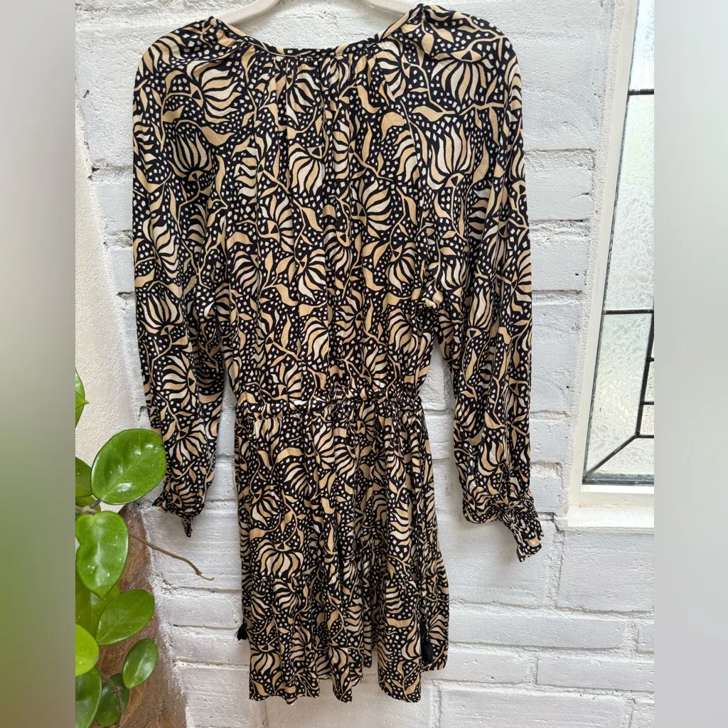 Omika x Anthropologie Black and Cream floral Long Sleeve Dress - Image 8