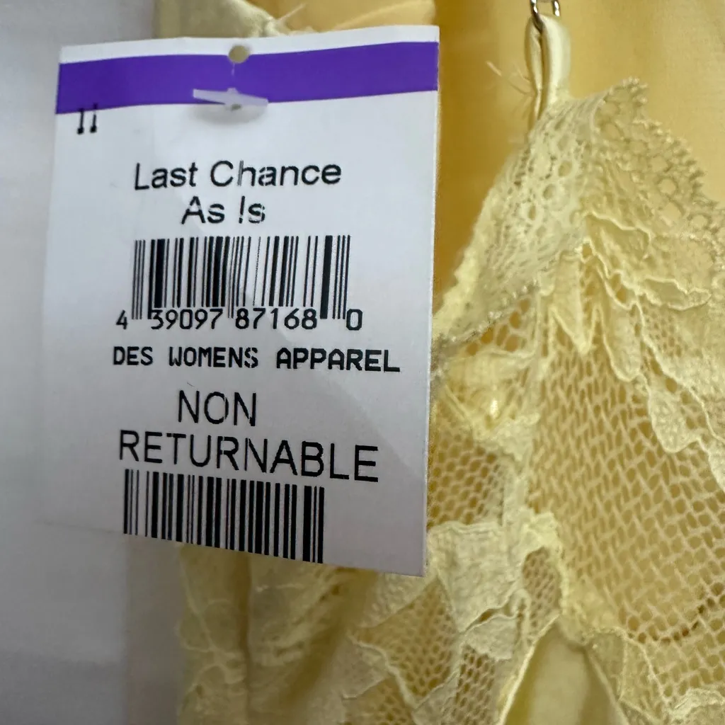 Petal And Pup Solstice Maxi Dress Size Large Yellow Satin Lace Party Event Flaw - Image 10