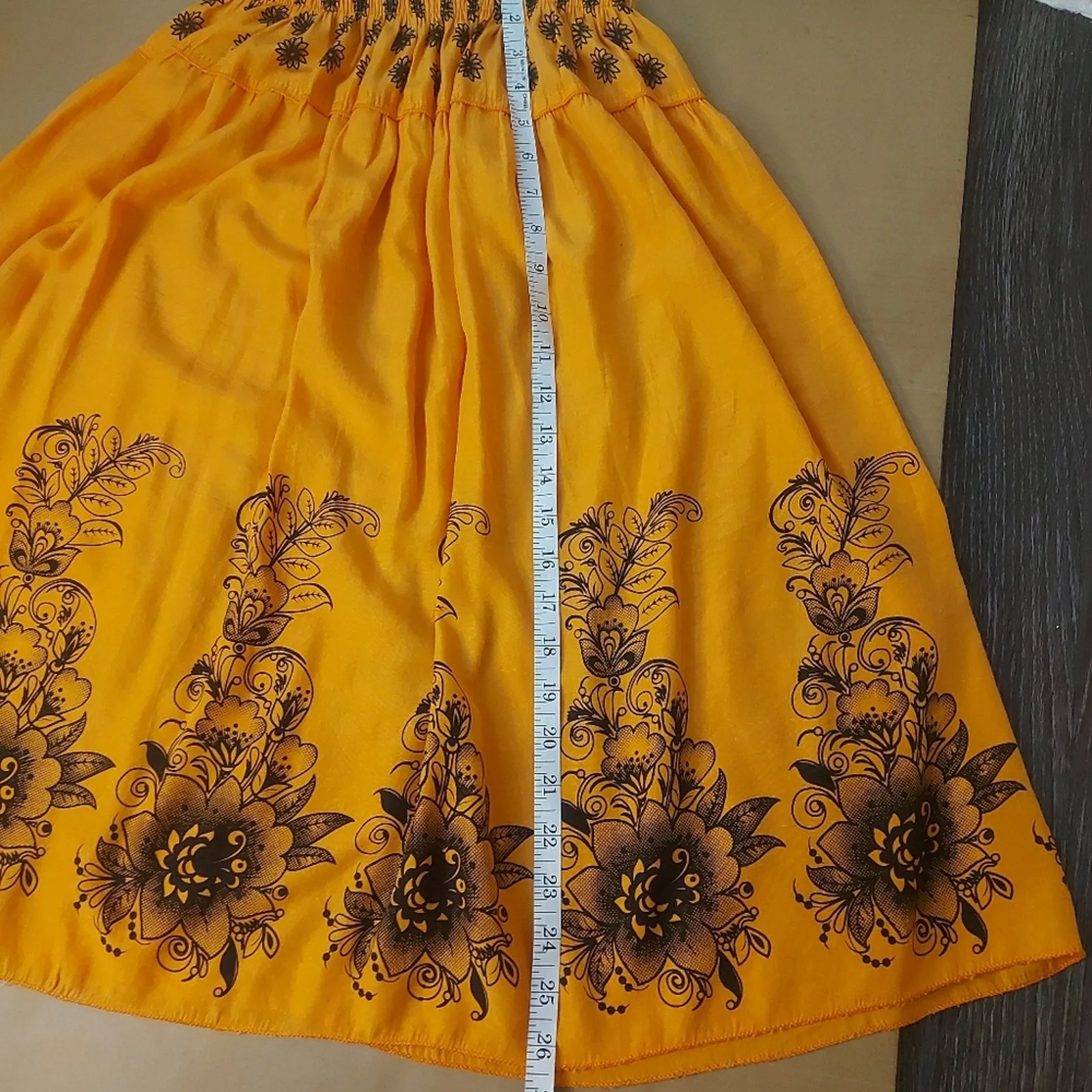 Vintage Orange/Black Screenprint Floral Skirt No Size Fall Cottagecore Bohemian - Image 3
