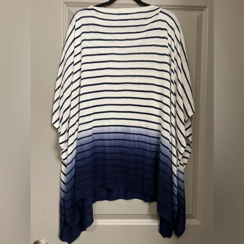 Chaps Ombre Blue Striped Poncho One Size - Image 5
