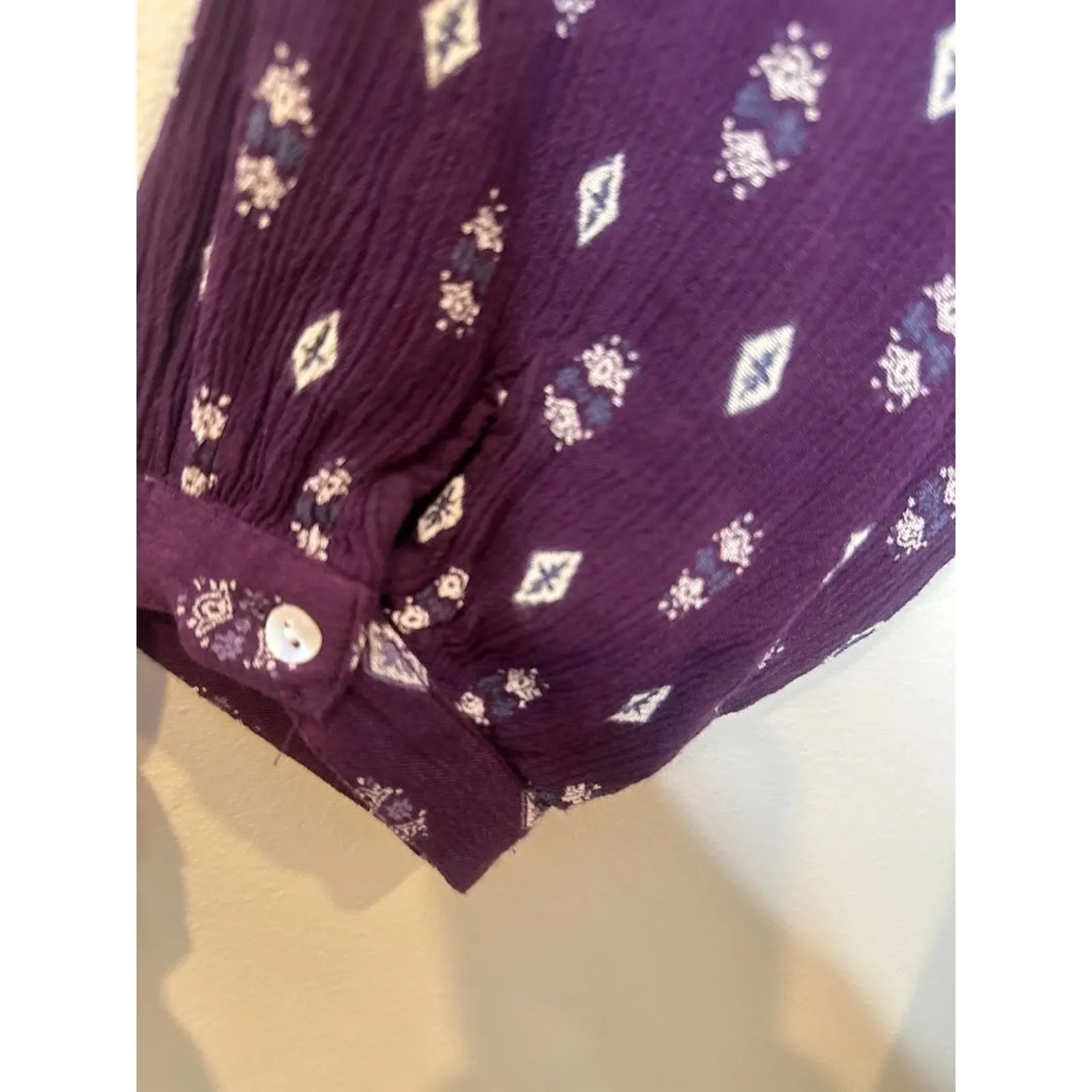 World Market Tunic Dress Boho Hippie Tassel Purple Cold Shoulder Geometric L/XL Size L - Image 8