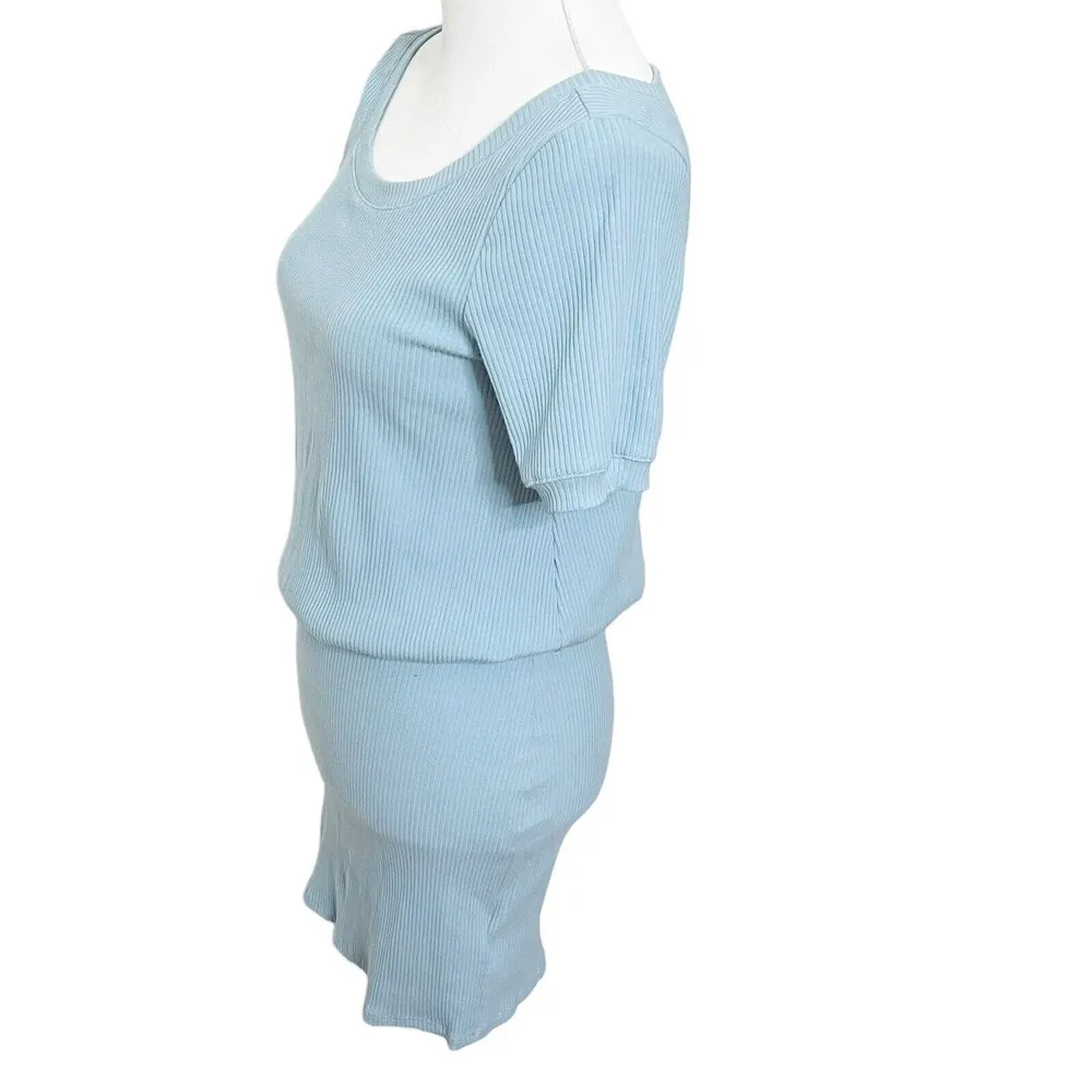 Free People Beach Blue Happy Hour Mini Dress Womens Sz Small Stretch Ribbed New - Image 5