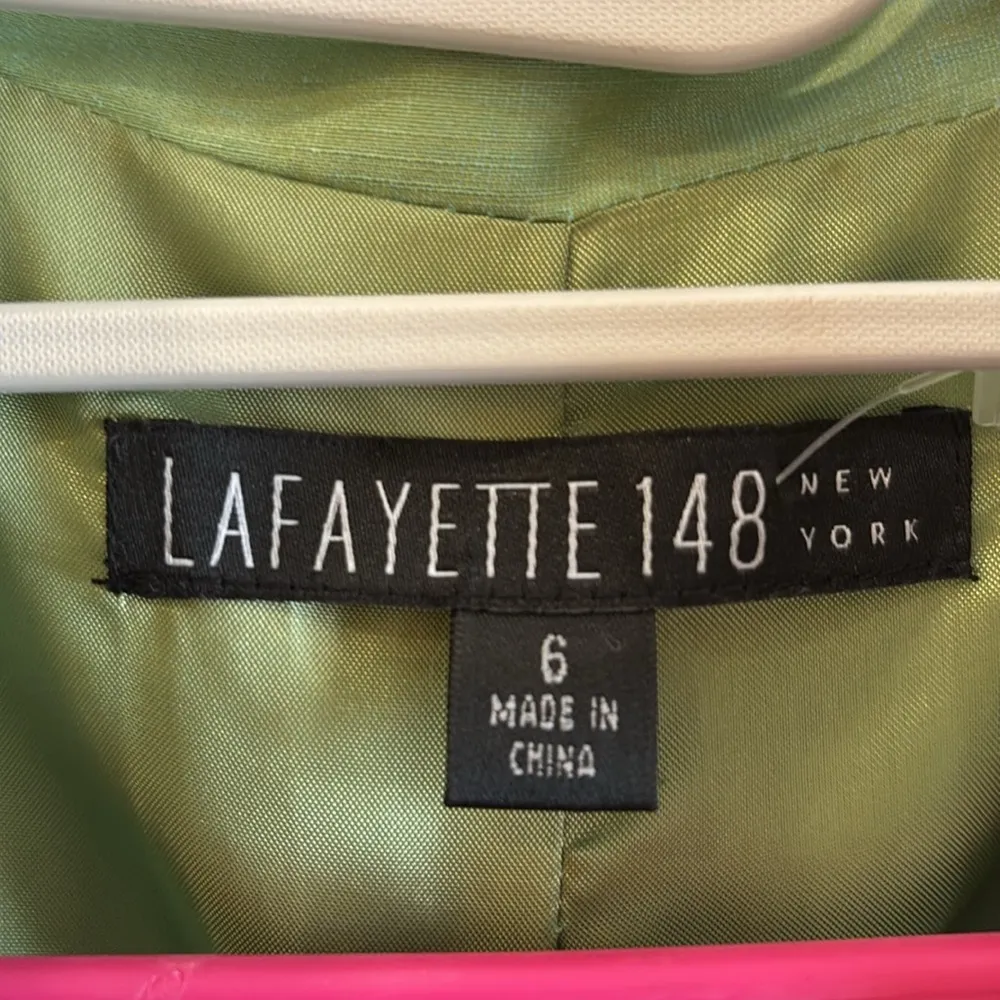 LAFAYETTE 148 NY LINEN&SILK IRIDESCENT GREEN JACKET..GORGEOUS COLOR GREEN SIZE 6 - Image 4