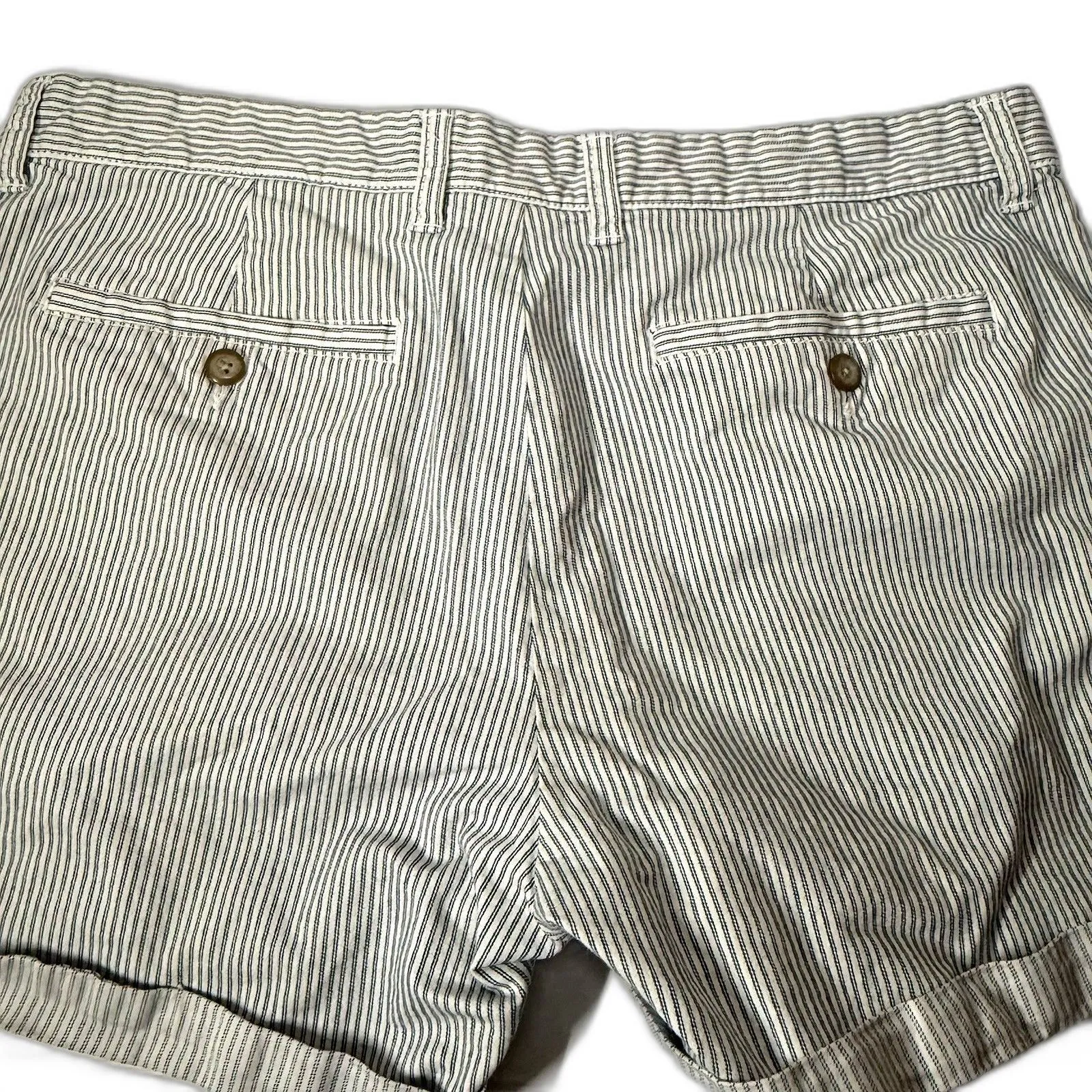 GAP Preppy Pinstripe Cuffed Girlfriend Shorts White & Blue Twee Size 12 - Image 4