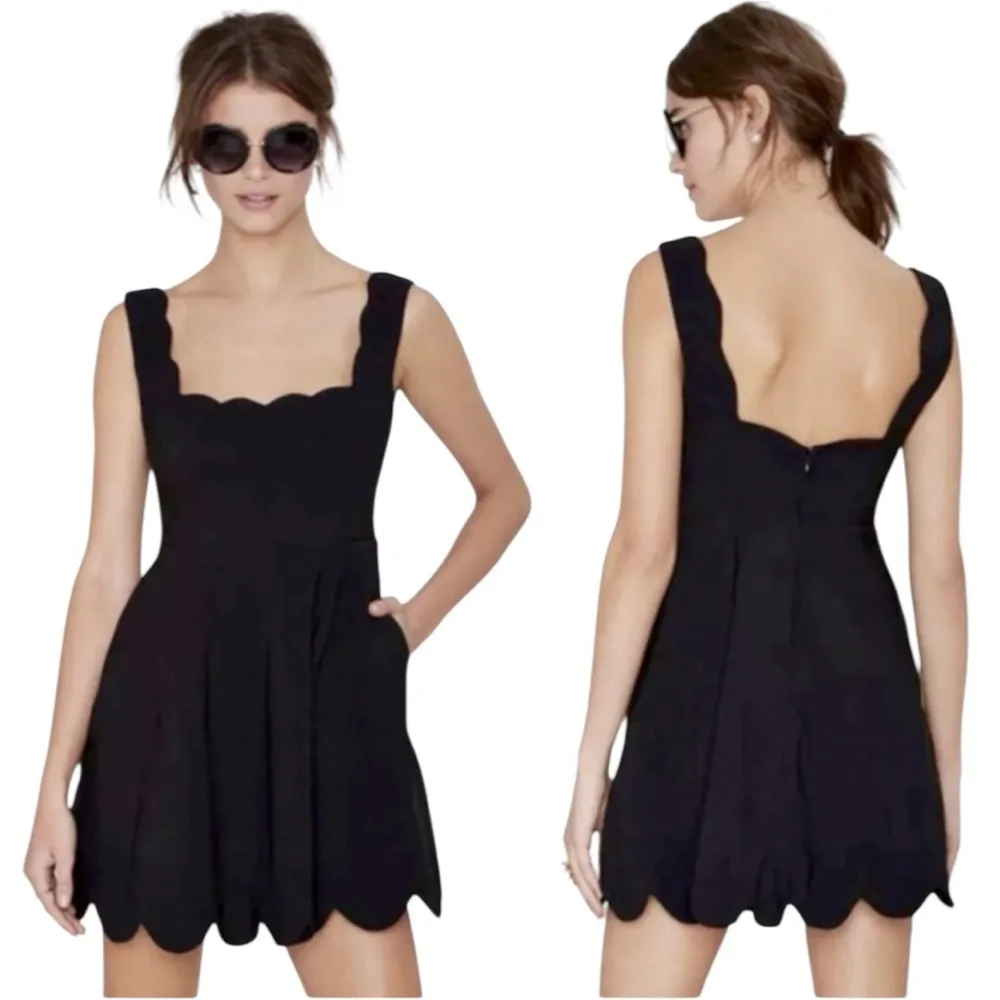 Nasty Gal Navy Blue Im Yours Scalloped Flirty Lined Pocket Mini Dress Womens XS - Image 8