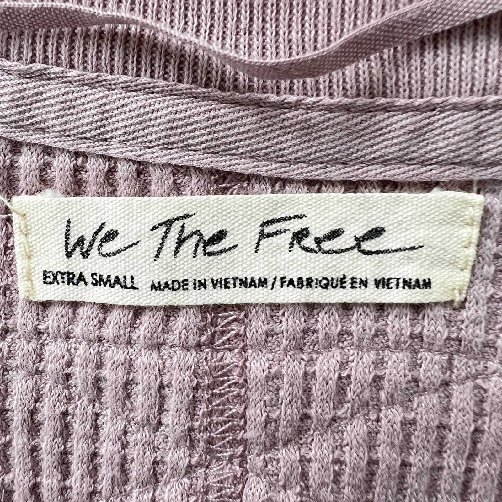 We The Free Free People Catalina Thermal Top Mauve Pink‎ Waffle Knit XS Slouchy - Image 5