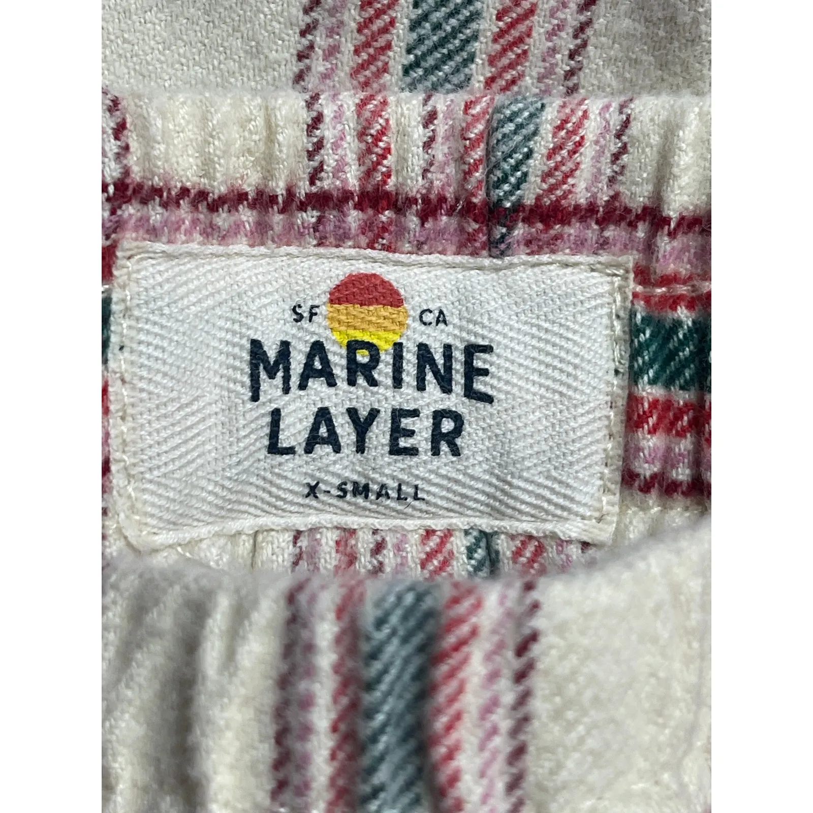 Marine Layer Plaid Check High Rise Straight Sleepwear Pajama Trousers Pants XS - Image 3