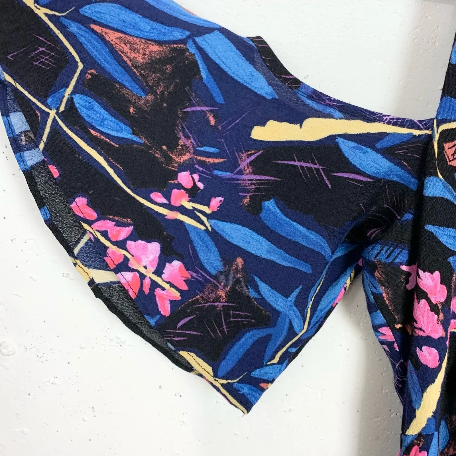 Anthropologie Maeve Womens Elia Dress Open Shoulder Floral Print Blue Pink 6 - Image 7