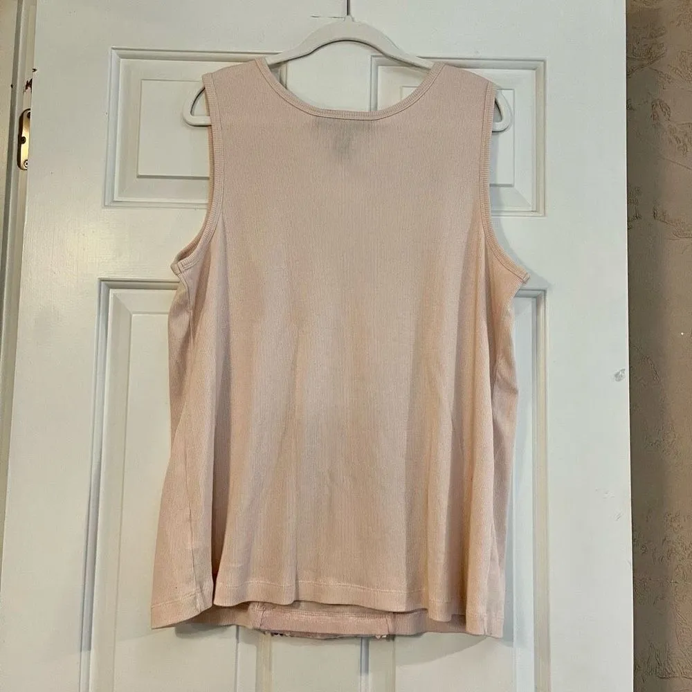 Denim 24/7 Pink Ribbed Sequin Tank Size 1X - Image 4