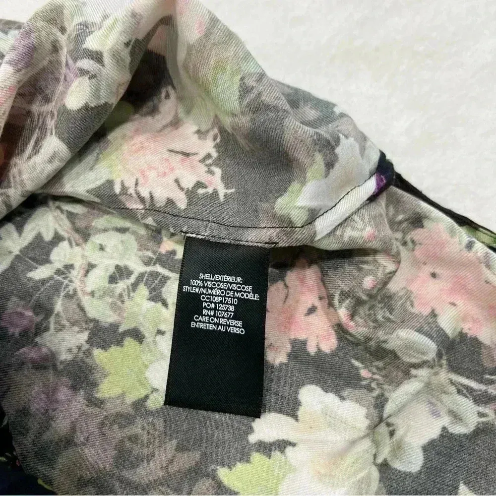 Alice + Olivia Floral Print Longline Button Down Viscose‎ Shirt sz L - Image 12