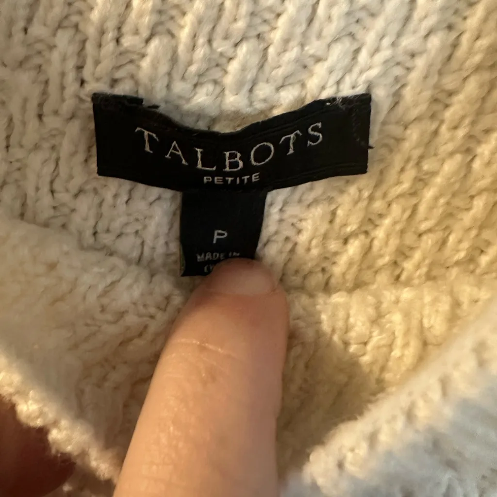 Talbots Cream Sweater with Button Detail - Image 4