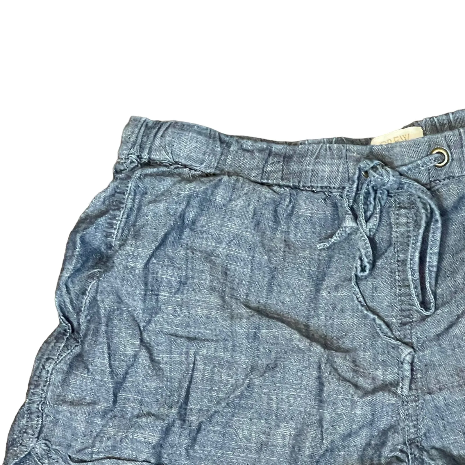 J.Crew Chambray Blue Shortie Shorts Women's XXS Drawstring Waist Split Side‎ Hem - Image 6