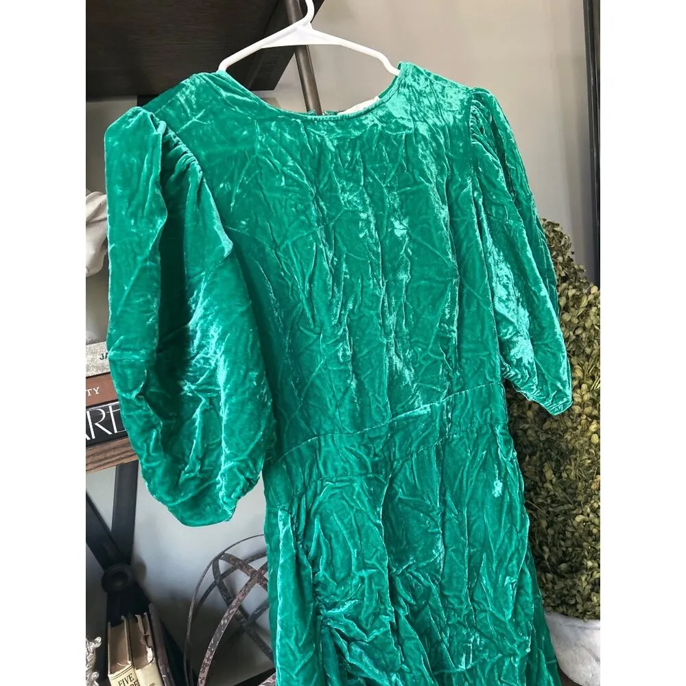 Rhode Pia Ruched Velvet Mini Dress Emerald Green Womens Size 6 - Image 7