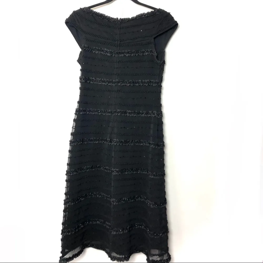 Tadashi Shoji Black Metallic Ruffle Sleeveless Cocktail Dress - Image 7