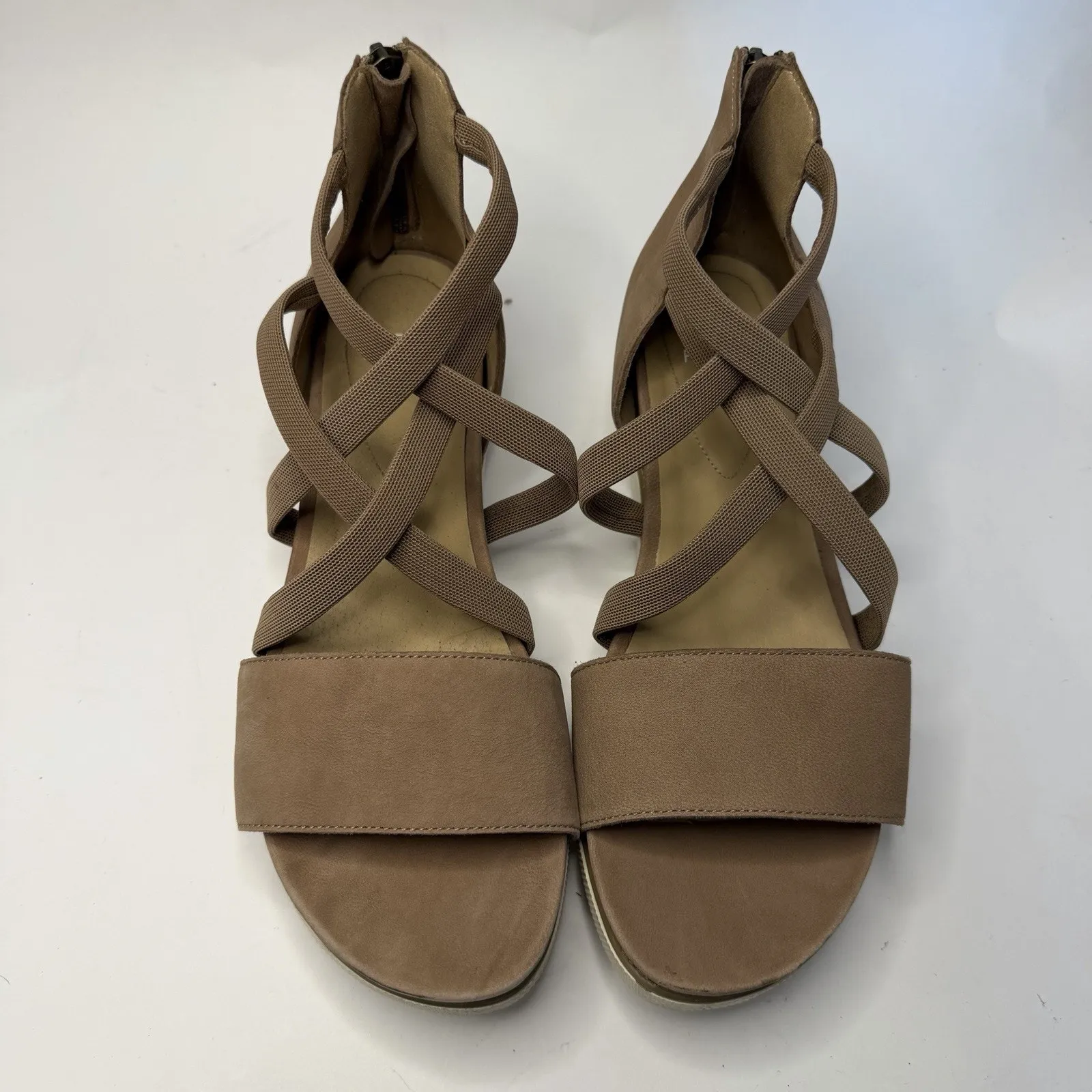 Eileen Fisher Womens 10 Sandals Mesh Strappy Back Zip Summer Shoe Classic Chic - Image 4