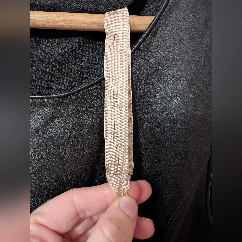 Bailey 44 Faux Leather Scalloped Mini Dress W0 Black - Image 3