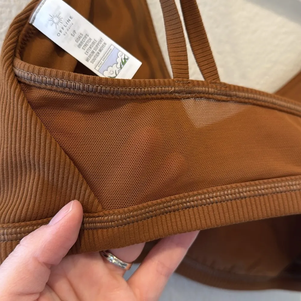 OFFLINE By Aerie Ribbed Plunge Sports Bra Size Small S NWT - Image 5