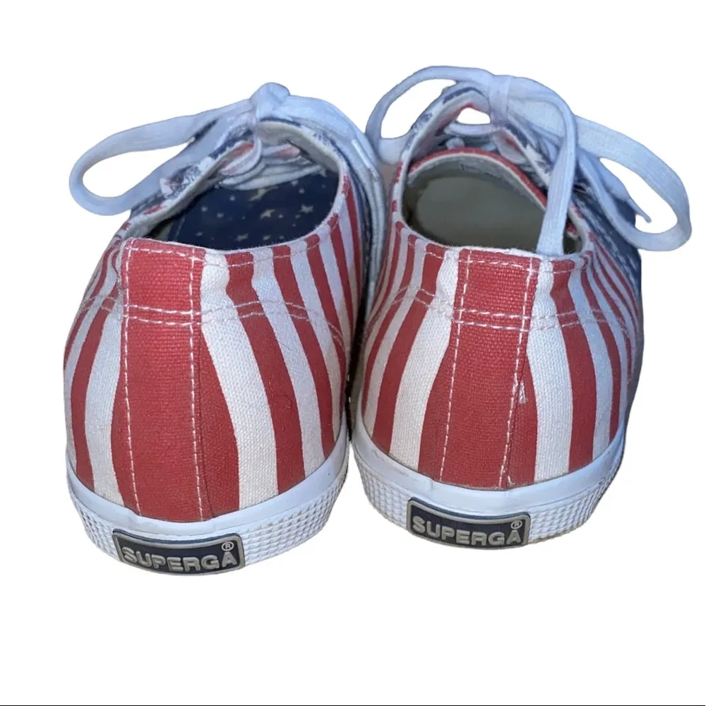 Superga Red White Blue Flag Canvas Sneakers - Image 5