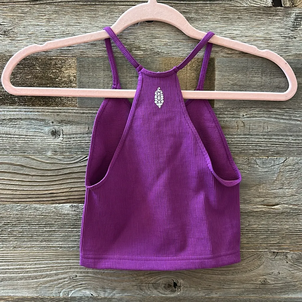 Free People Movement Purple Sports Bra and Biker Pink Ribbed Short Set Size XS/S - Image 6
