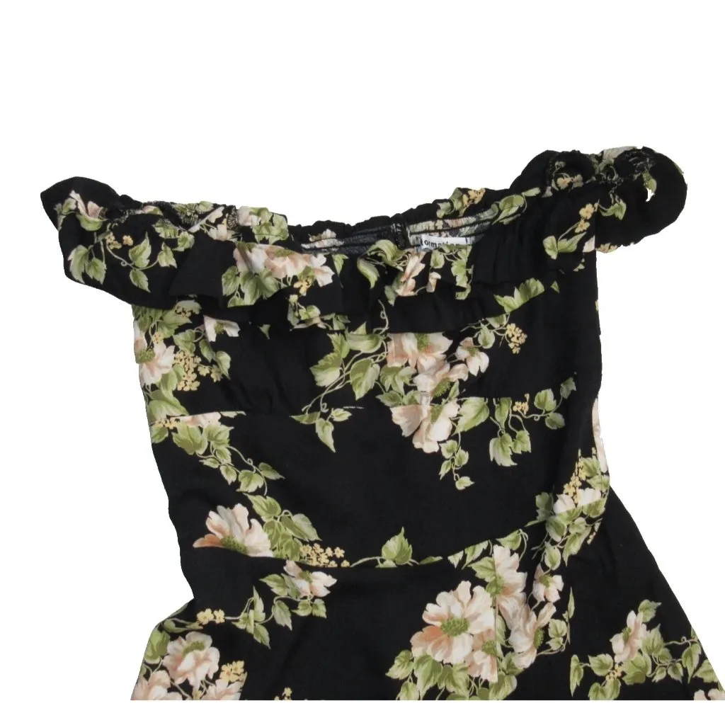 NWT Reformation Izabel in Areille Black Floral Ruffle Off Shoulder Midi Dress 8 - Image 4