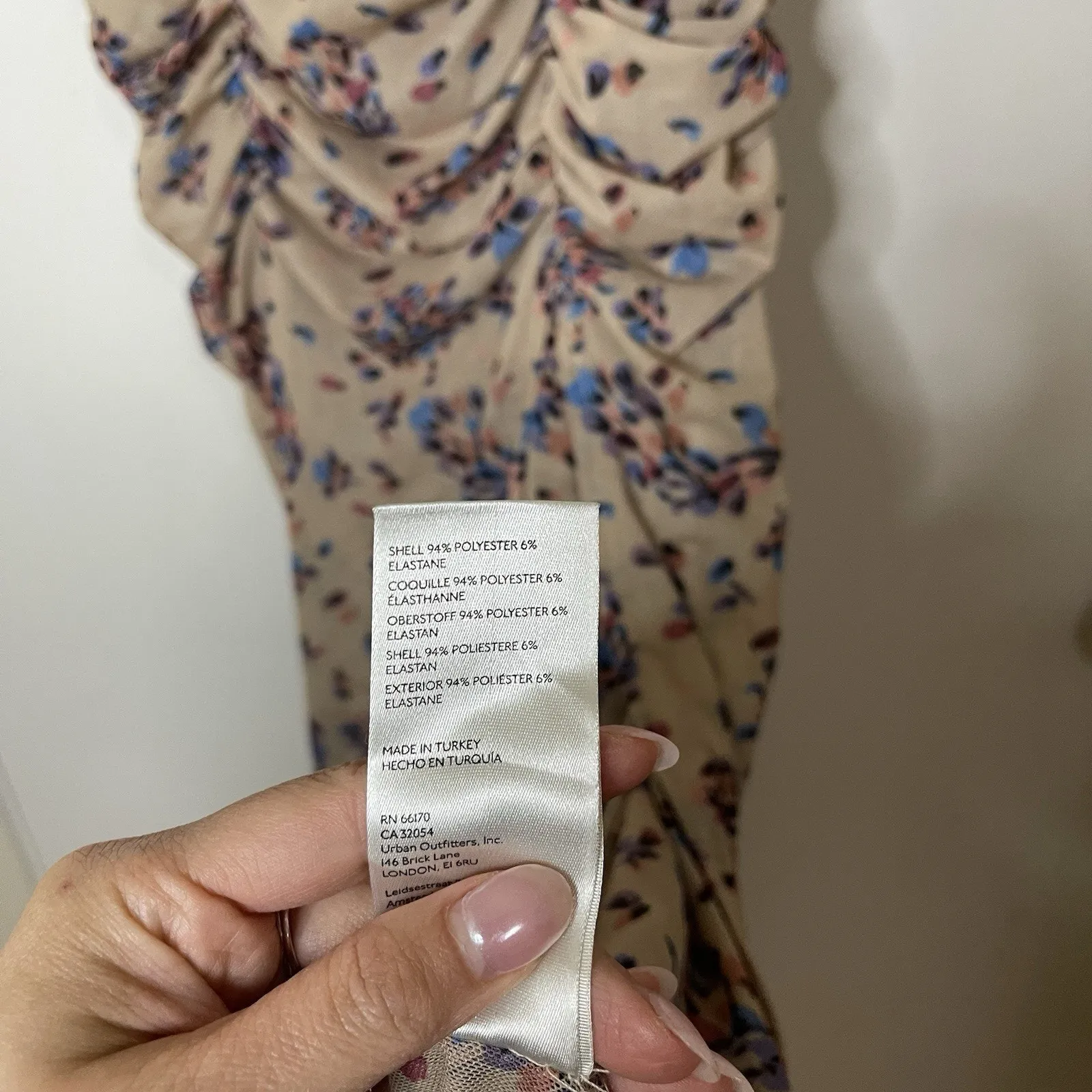 Free People Briella Midi tan floral dotted cinch side slit Dress XS -read - Image 7