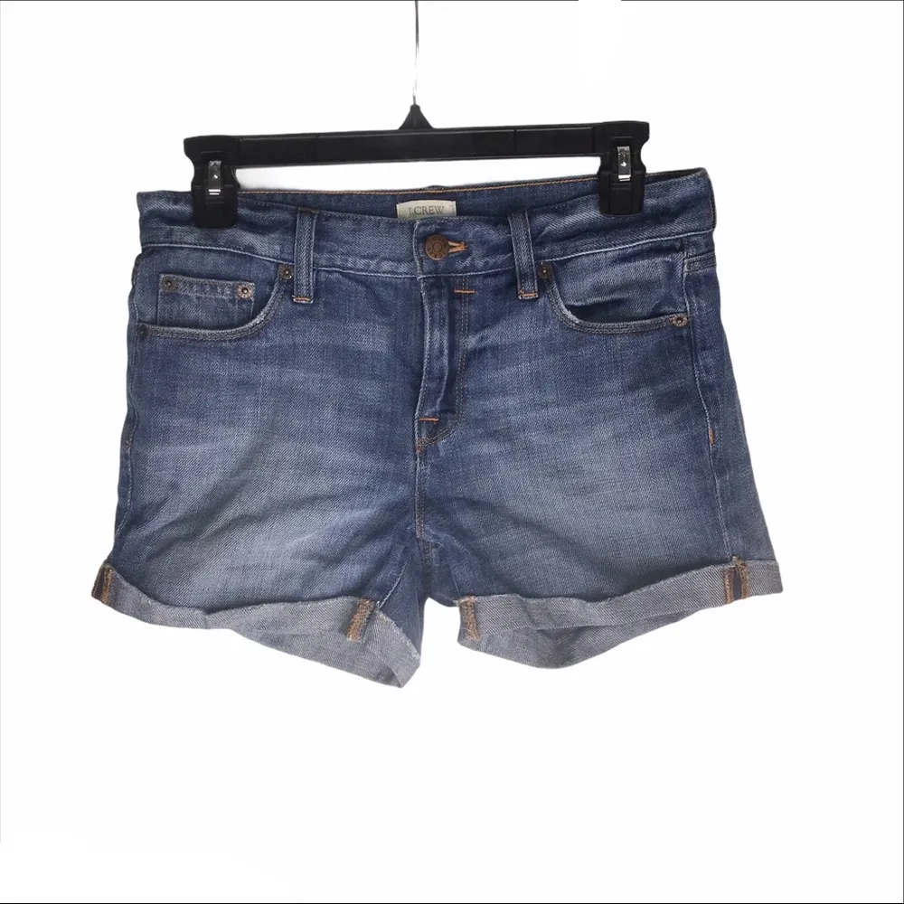 J. Crew Medium Blue Denim Wash Cuffed Jean Shorts - Image 4