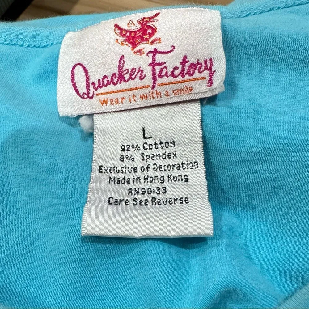 Quacker Factory Sequin Fish Blue Top Women’s Large - Image 3
