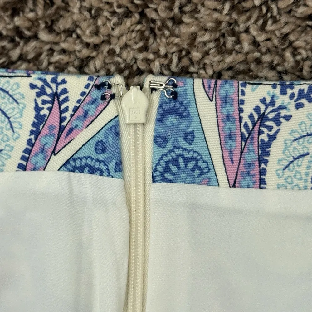 Talbots A-Line Mini Skirt Womens 16P Lavender Blue Paisley Casual Stretch Ladies - Image 4