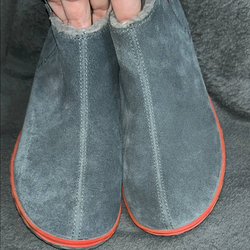 L.L. Bean women’s Blue Suede Boots with Orange Trim Gray Size 6 - Image 6