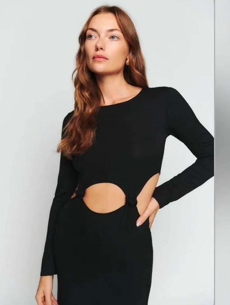 Reformation Via Knit Black Dress - Image 8