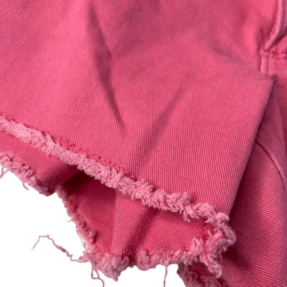 Faded Glory Stretch Mid Rise Short Shorts Pink Frayed Hem Distressed Size 14 u - Image 5