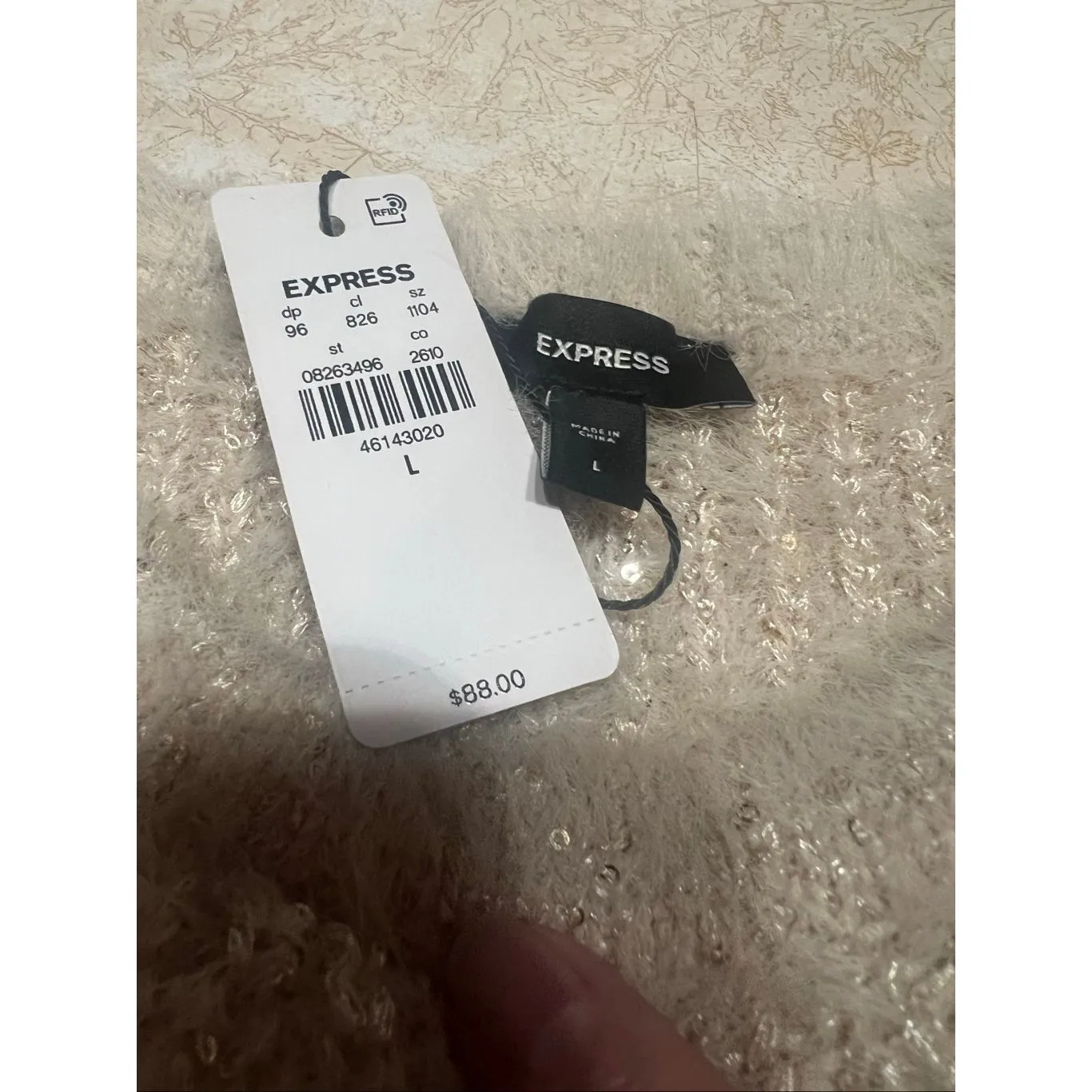 Express Womans Sweater Natural/Silver Flex  Sz L NWT - Image 5