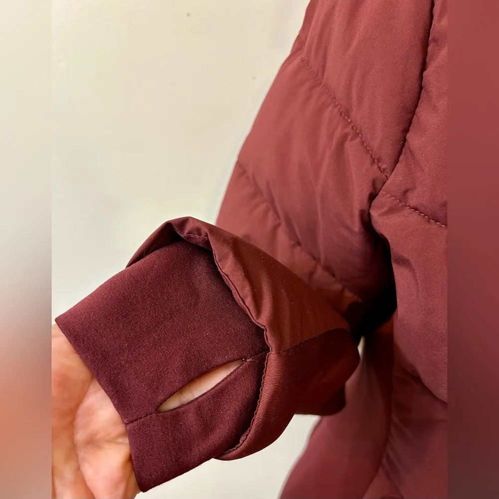 Calvin Klein Women’s Faux Fur Lined Hooded Puffer Coat in Oxblood Size Small - Image 6