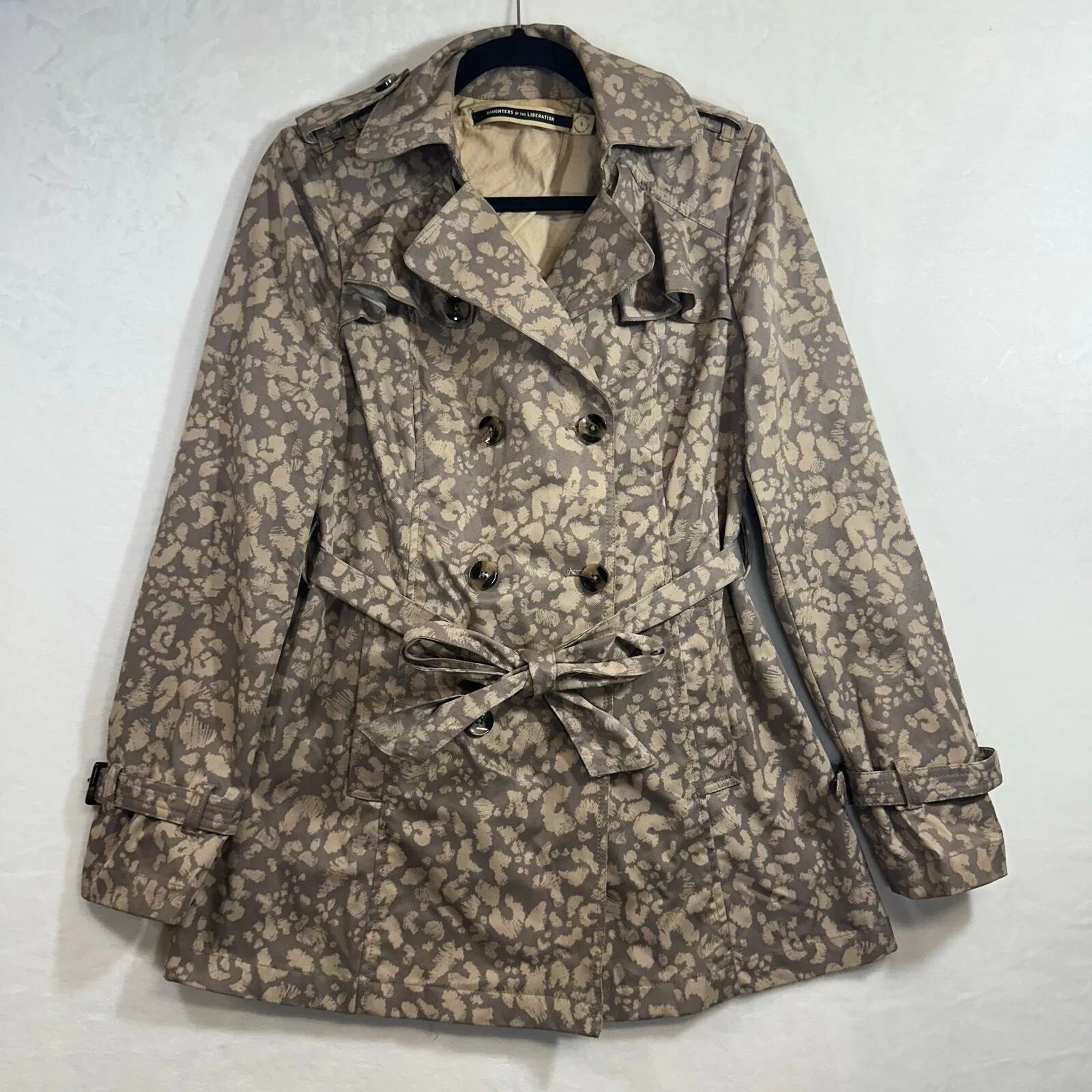 Daughters Of Liberation 4 Leopard Belted Rain Trench Coat Jacket Subtle Survival Brown - Image 3