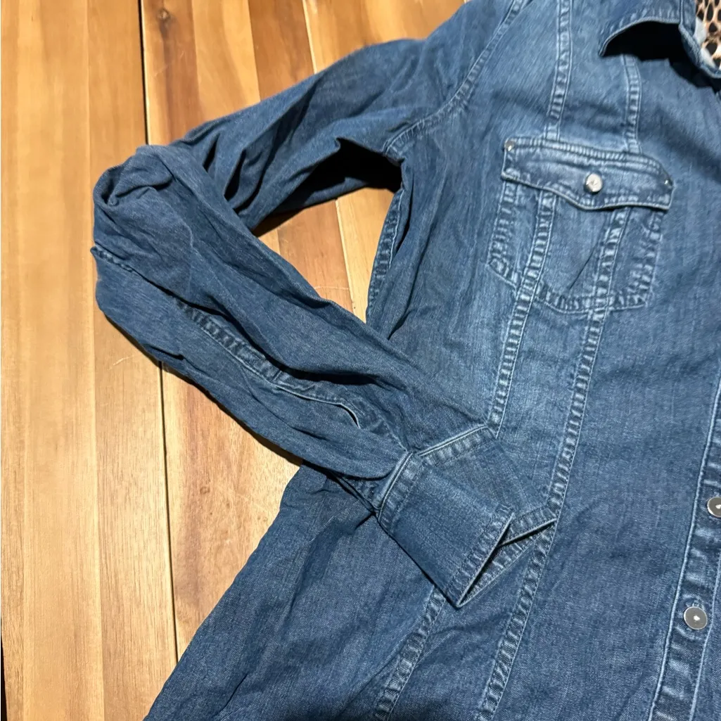 White House black market Jean button up top sz 14 - Image 2