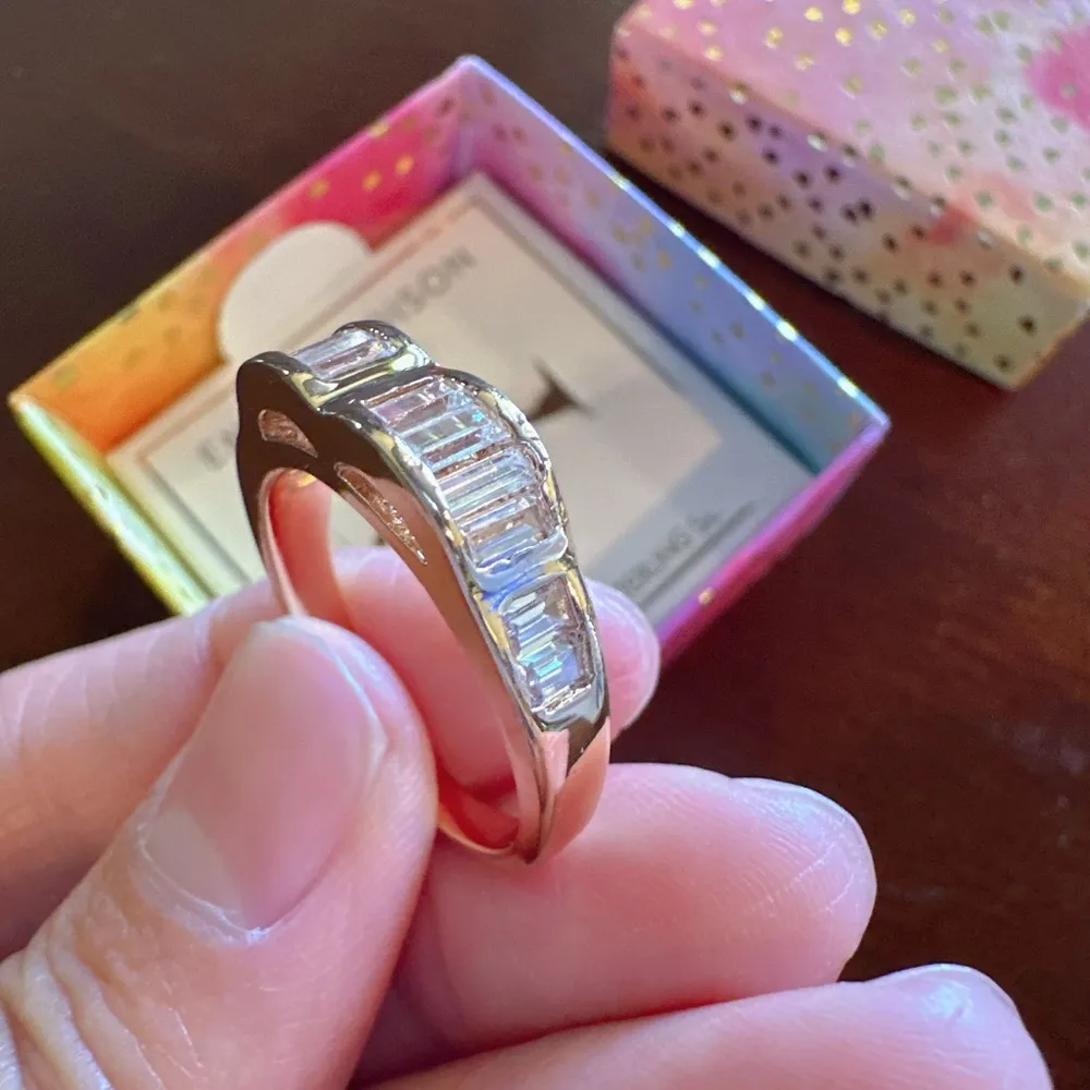 Emma Madison 18kt gold over sterling silver crystal diamonds embedded Ring Sz 9 - Image 3