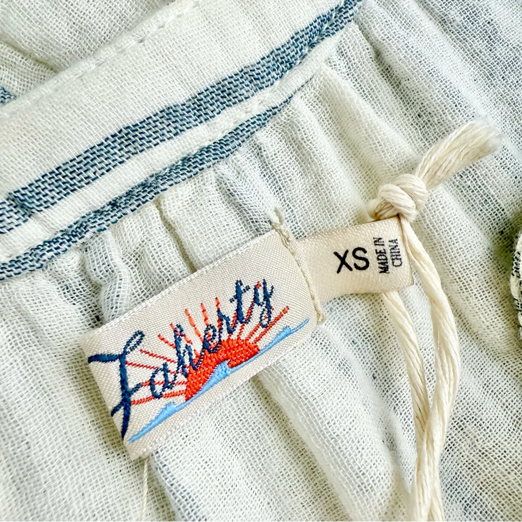 Faherty Dream Cotton Shirt Dress Cream Blue Sz XS NWT - Image 11