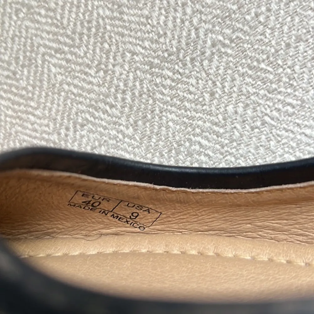 Musse & Cloud Kendal Flats Embroidery Piping Detail Leather Distressed Black 9 - Image 5