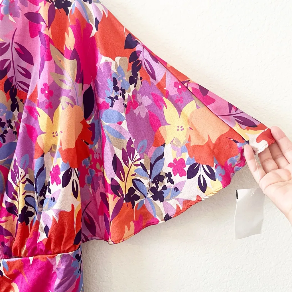 NEW Aidan‎ Mattox Pink Floral One-Shoulder  Dress Size 10 Ruffle - Image 4