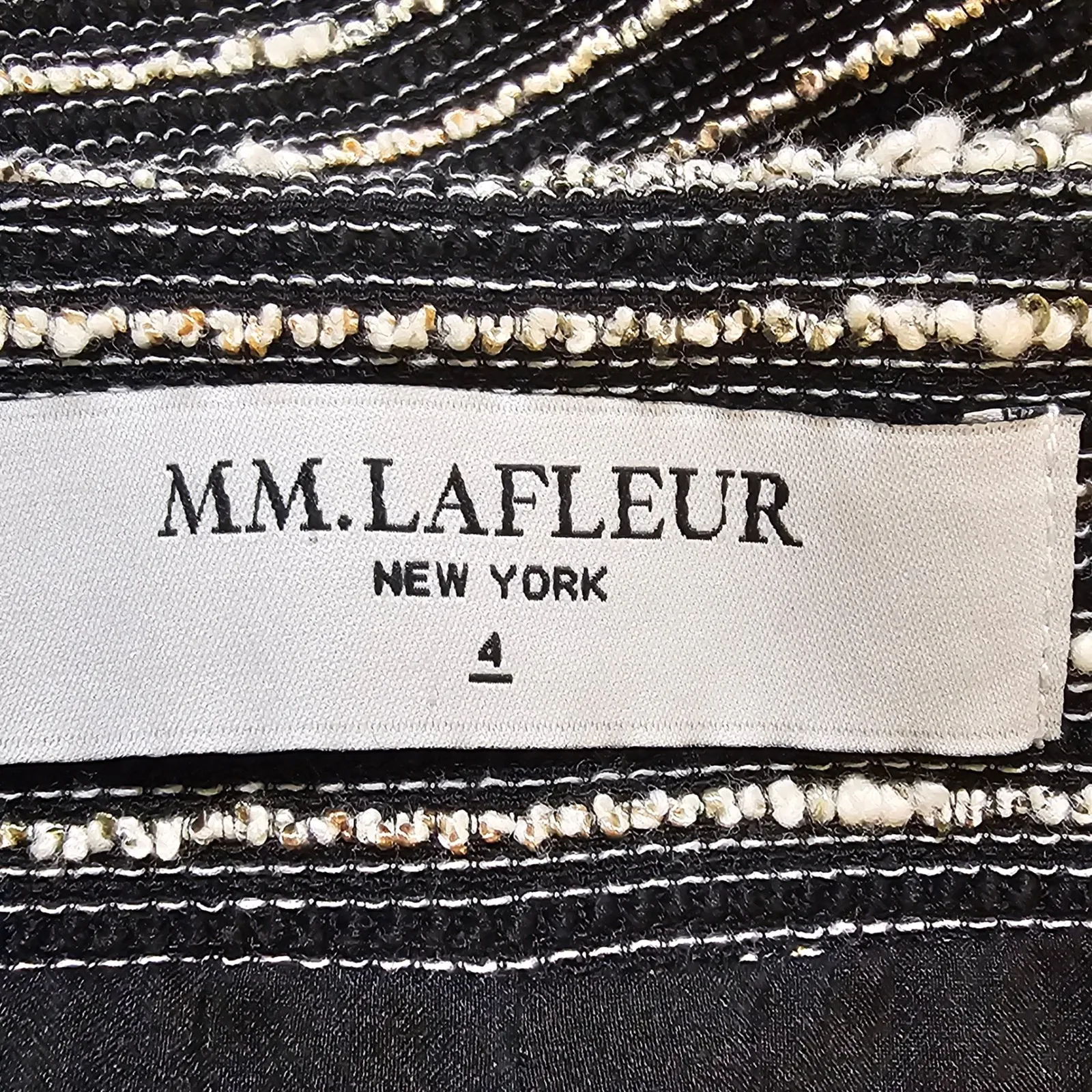 MM Lafleur Womens Black White Striped Tweed Skirt 4 - Image 5