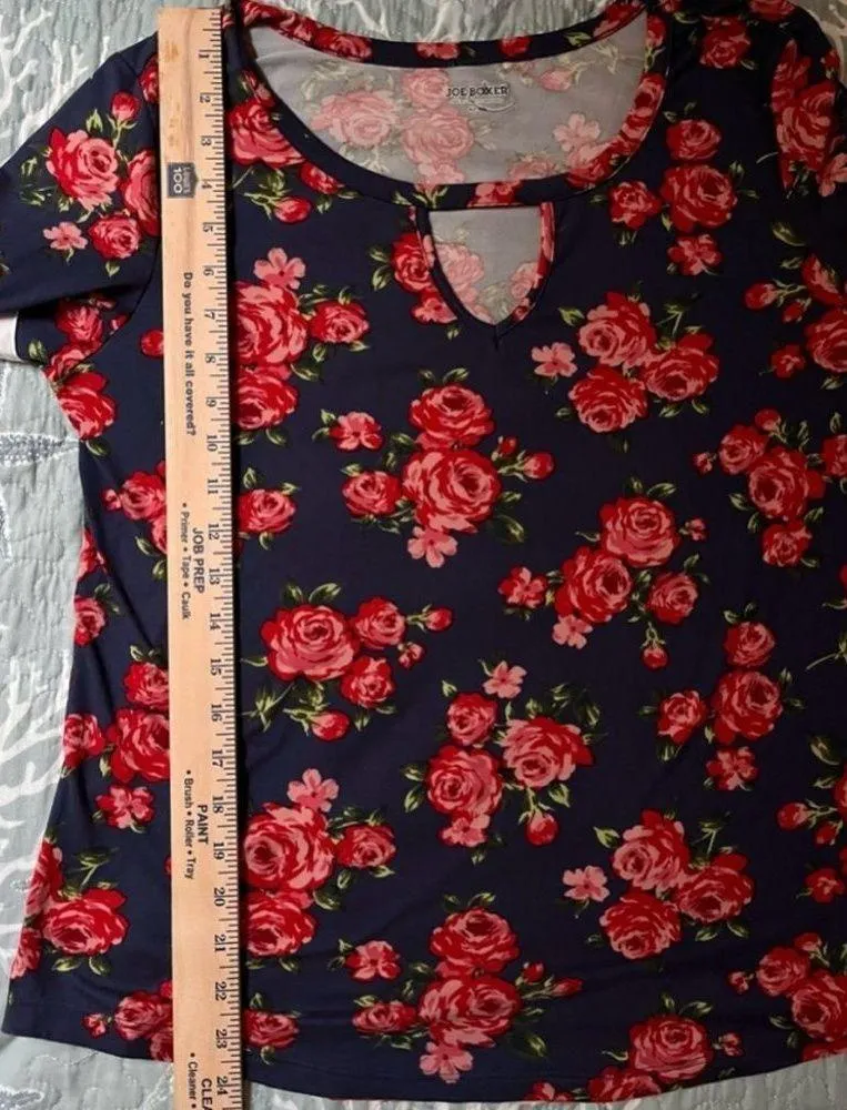 Floral Print Keyhole Top Accent Neckline Long Sleeve - Image 7